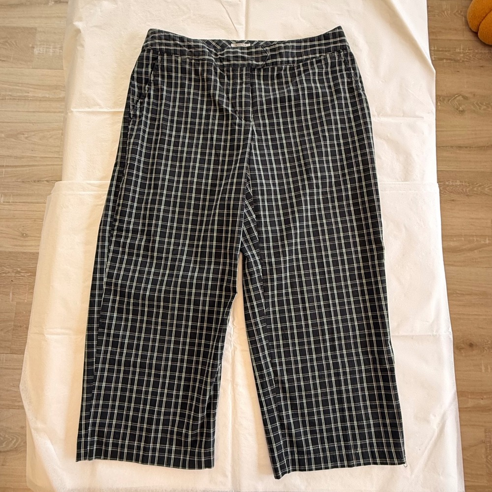 IZOD Golf Plaid Pants Women 6 Black White Good Stretch Straight Leg Trousers